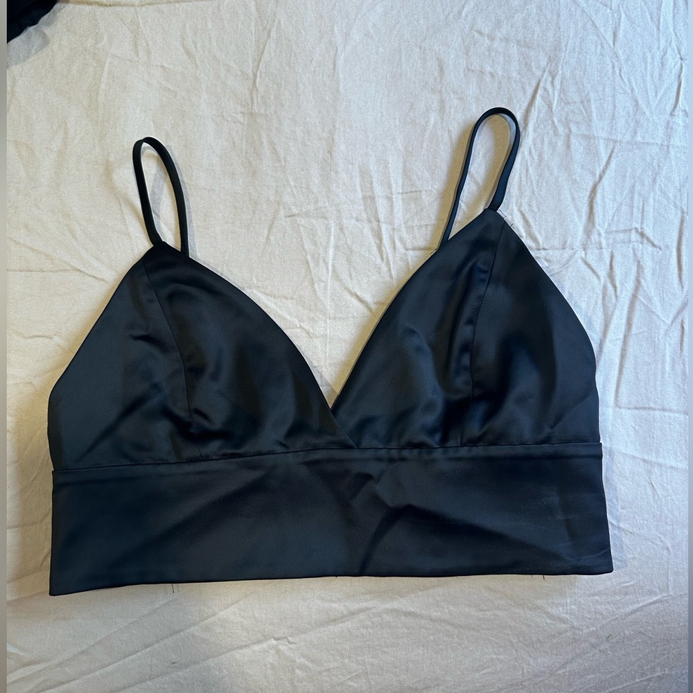 Aritzia Babaton Black Satin Top